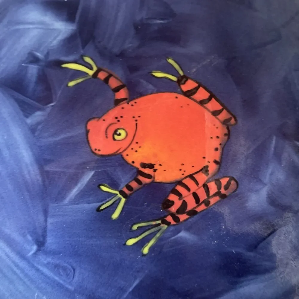 Rainbow Gate Santa Fe NM Pottery Plate Orange Frog Hand Painted 2016